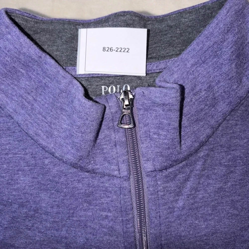 Polo Ralph Lauren Mens 4LT Purple Heather Quarter Zip Pullover Pony Logo Sweater